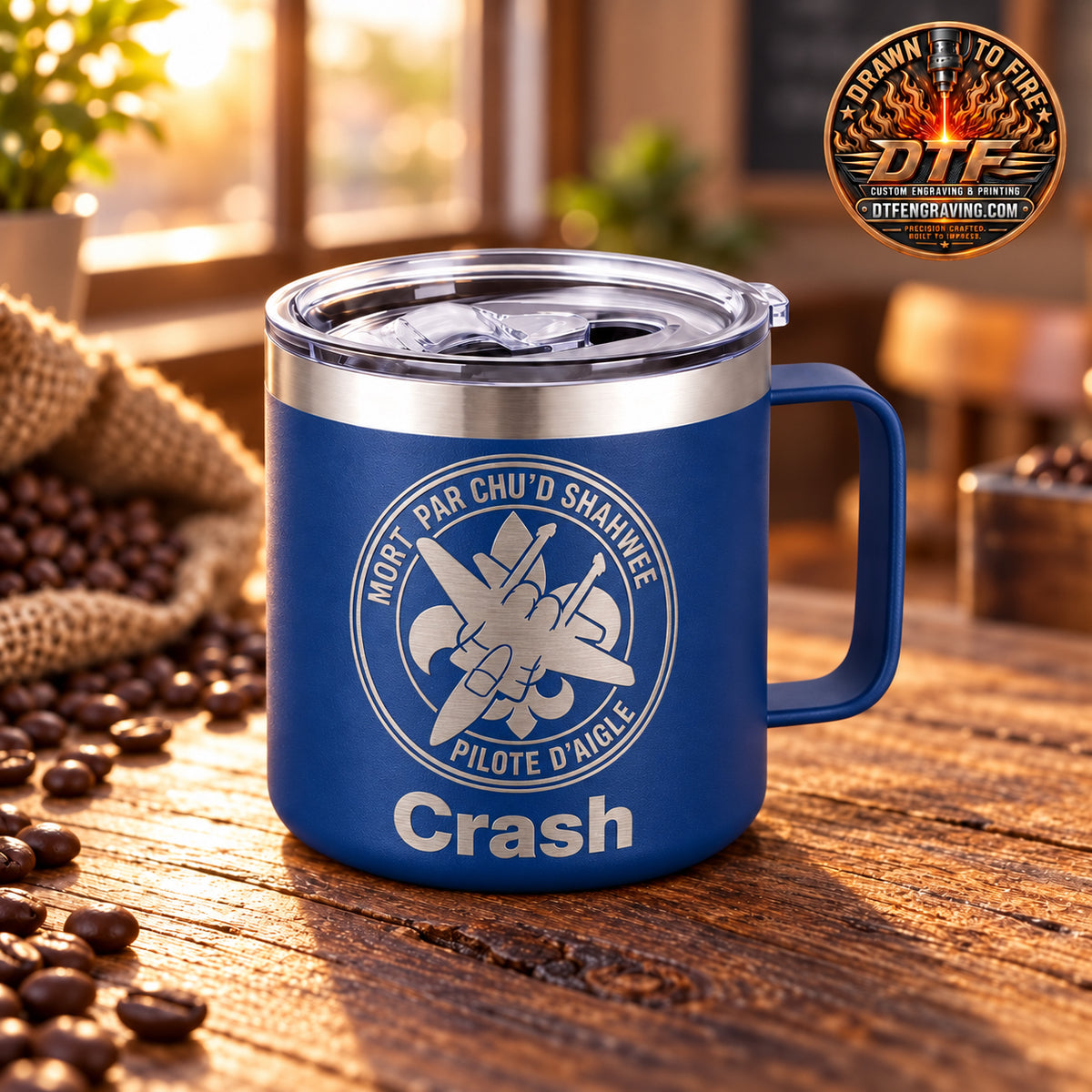 14 oz Insulated Stainless Steel Coffee Mug — Custom Engraving Included