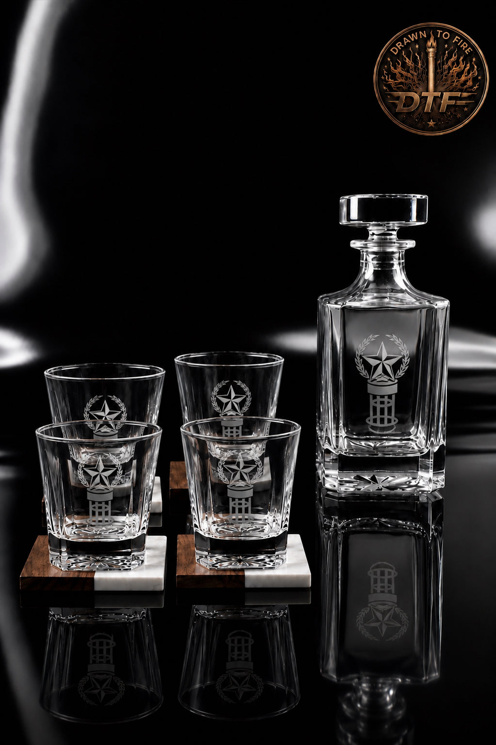 Custom Engraved CBSA Glass Decanter Set