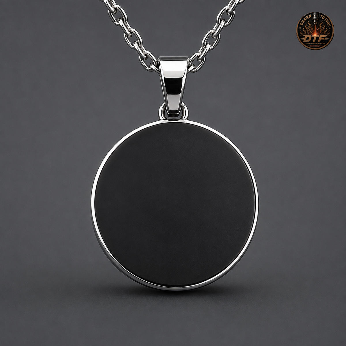 25 mm Black stainless steel Pendant