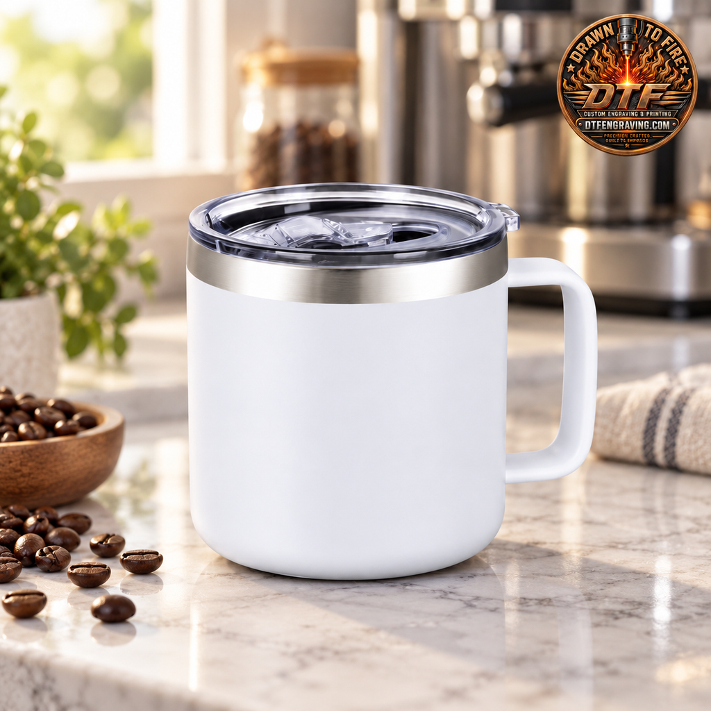 14 oz Insulated Stainless Steel Coffee Mug — Custom Engraving Included