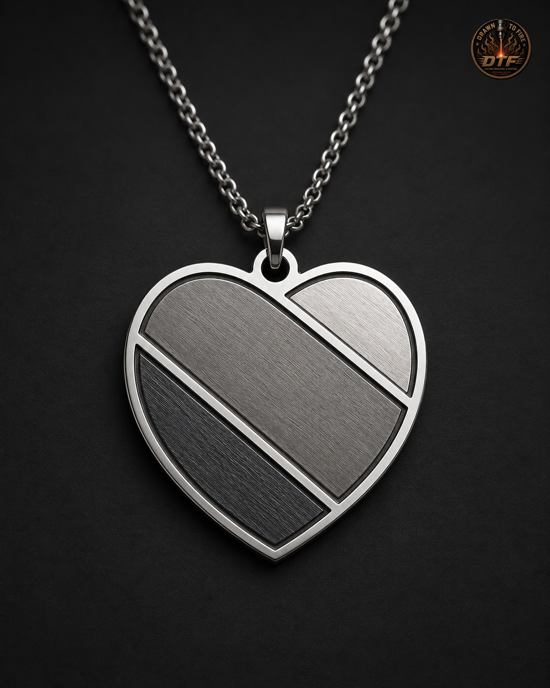 Polished 304 Stainless Steel Heart Pendant with Necklace