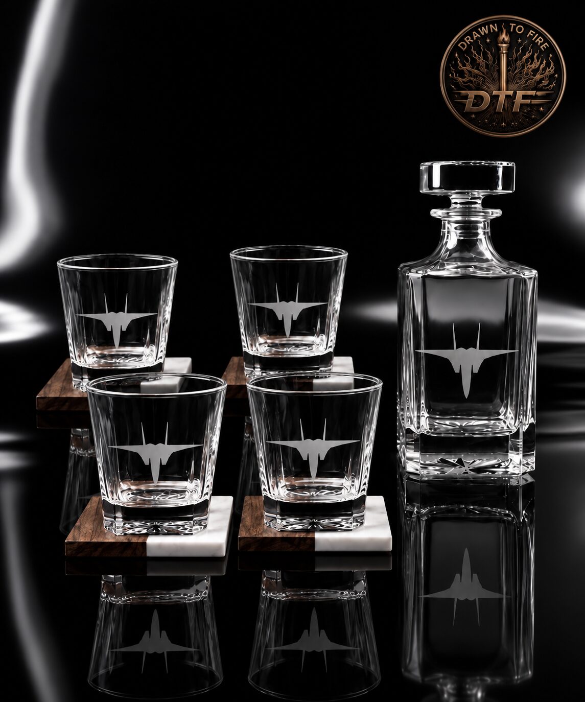 Custom Engraved Glass Decanter Set