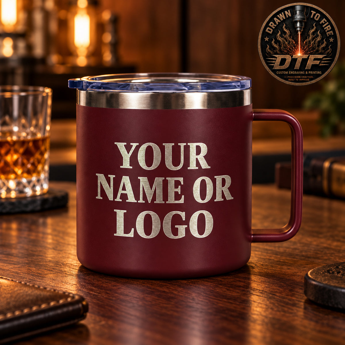 14 oz Insulated Stainless Steel Coffee Mug — Custom Engraving Included
