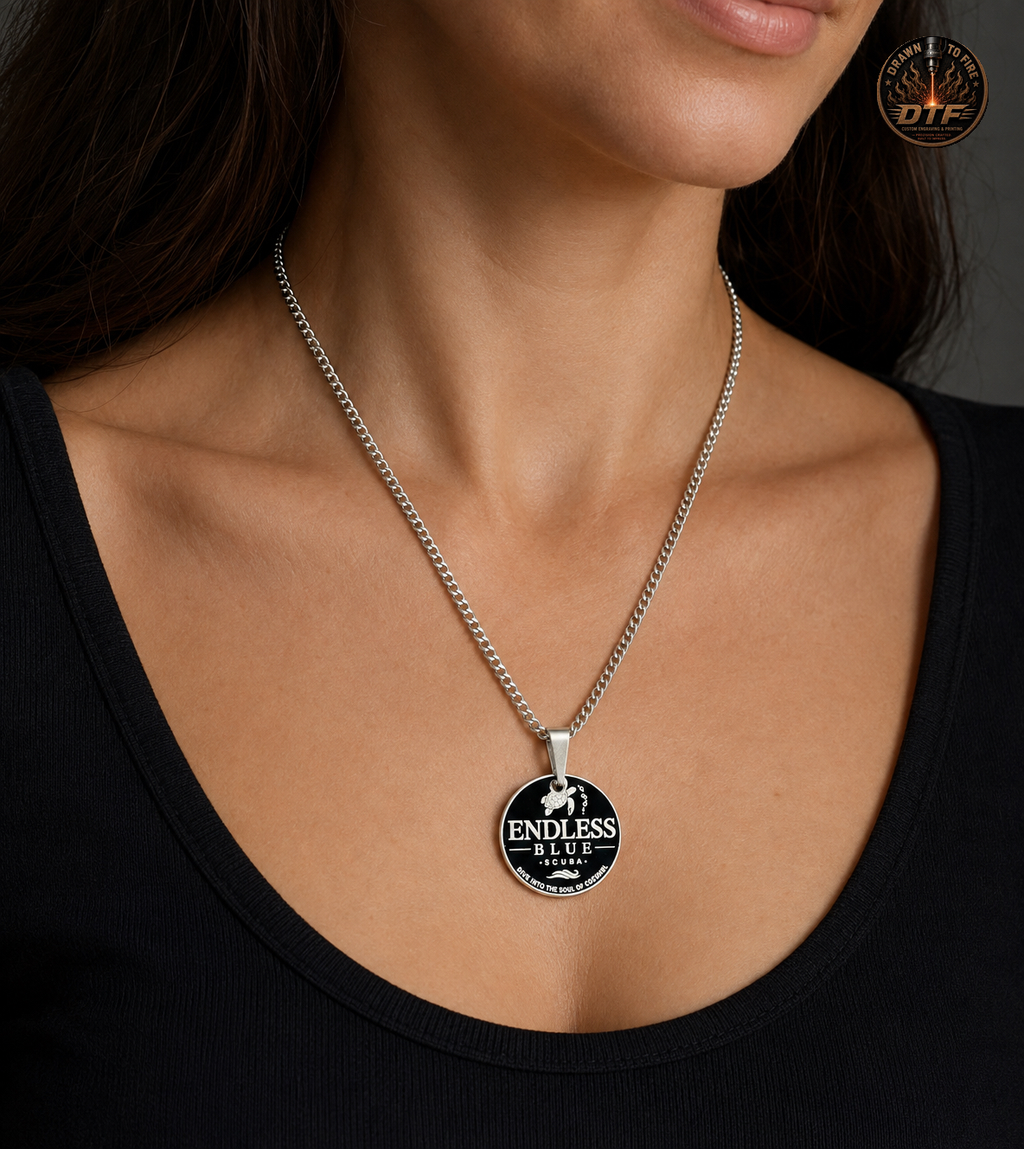 25 mm Black stainless steel Pendant