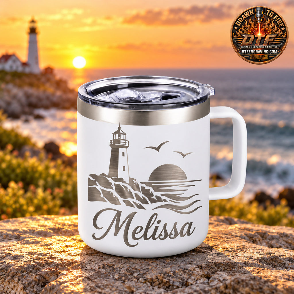 14 oz Insulated Stainless Steel Coffee Mug — Custom Engraving Included