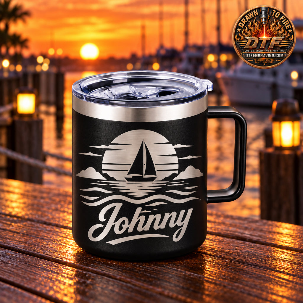 14 oz Insulated Stainless Steel Coffee Mug — Custom Engraving Included