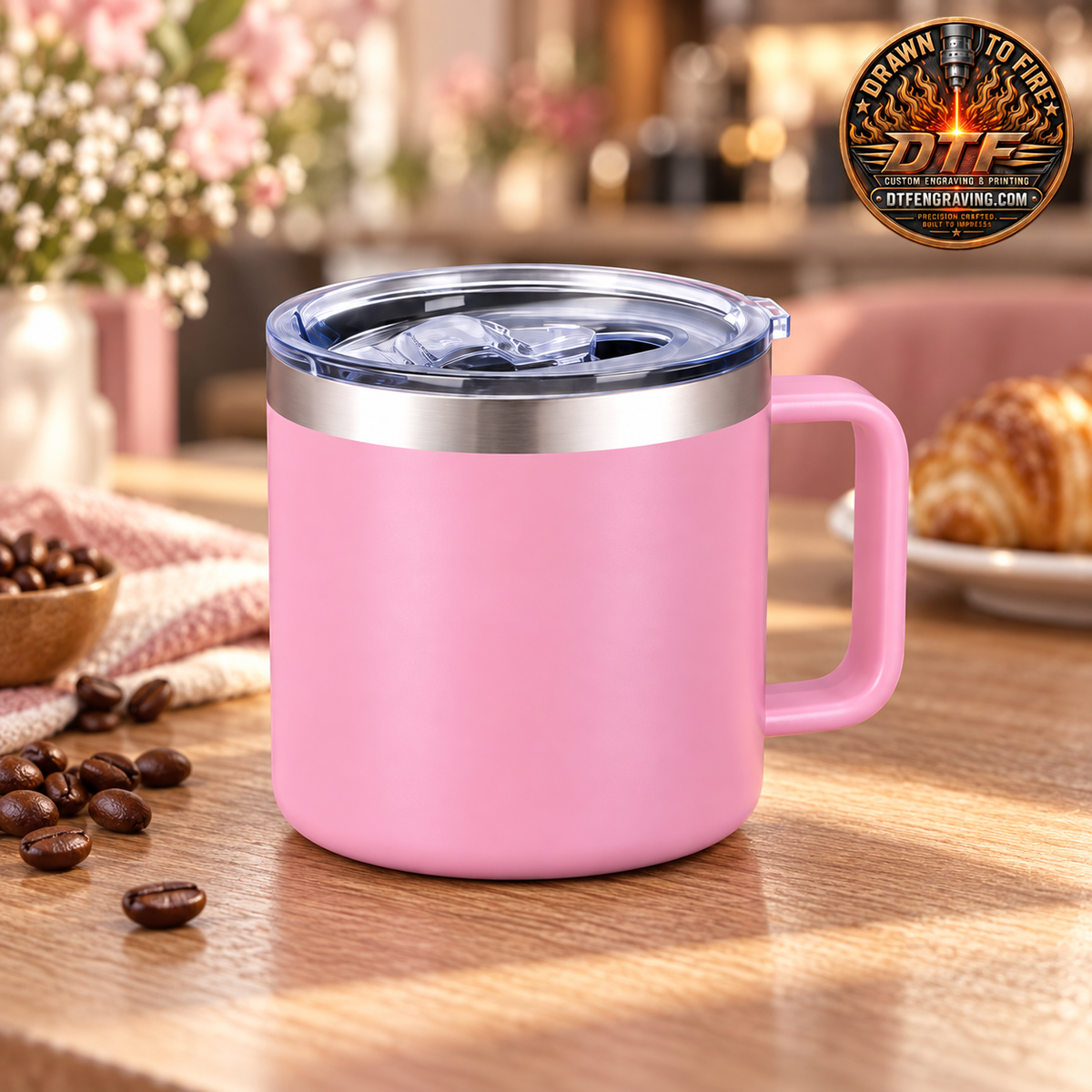 14 oz Insulated Stainless Steel Coffee Mug — Custom Engraving Included