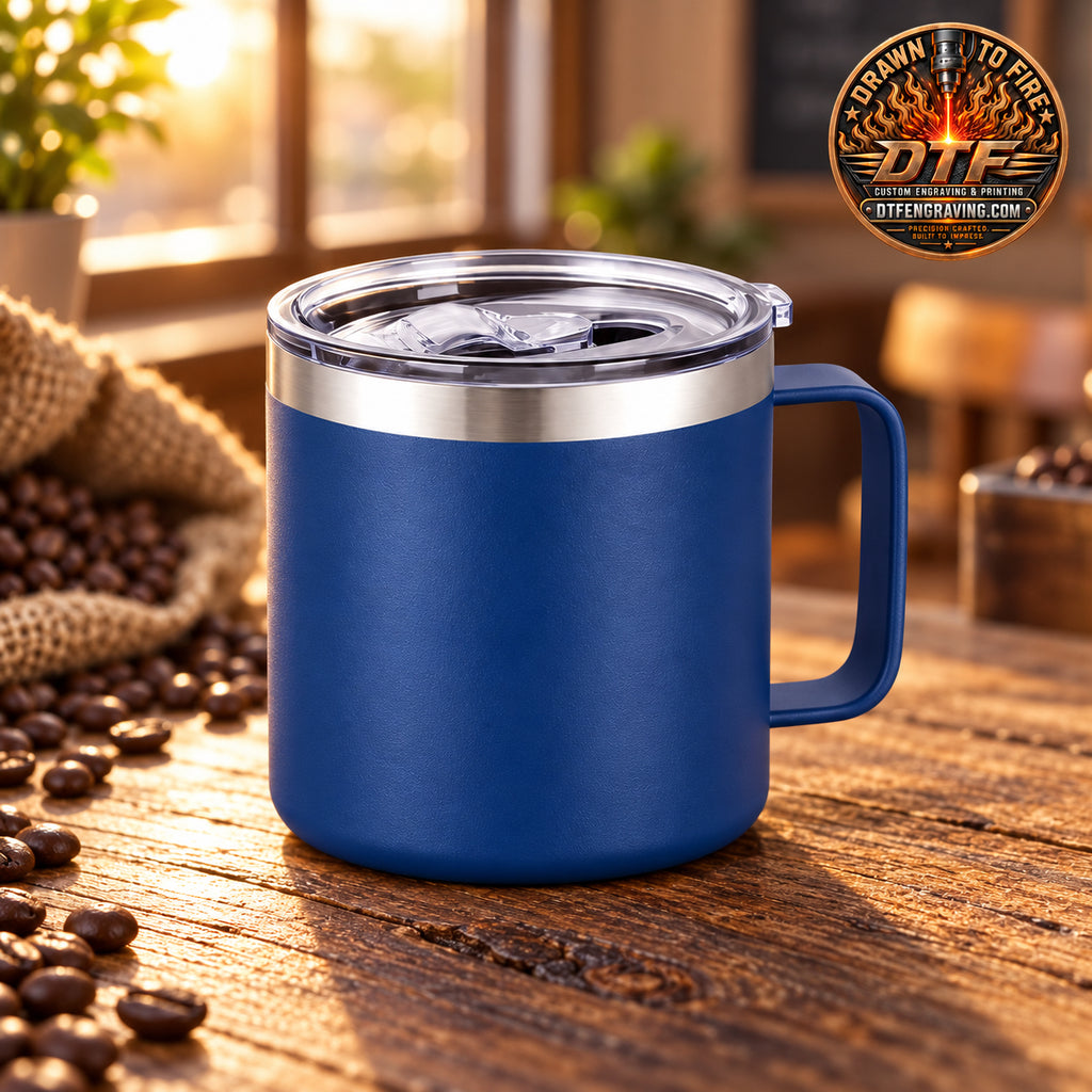 14 oz Insulated Stainless Steel Coffee Mug — Custom Engraving Included