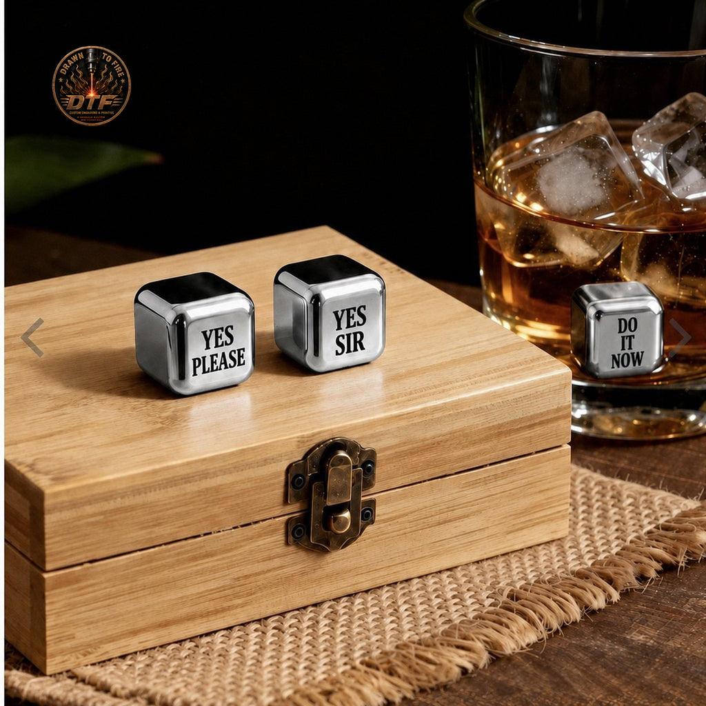 Personalized Stainless Steel Whiskey Stones Gift Set